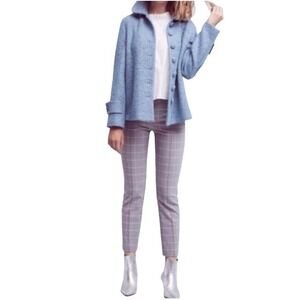 Anthropologie Cartonnier Gray Cropped Windowpane Trousers Pants Front Seam 2